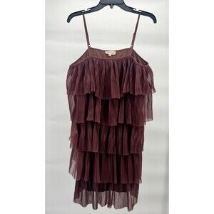 Women's Dress - Listicle by Lala Maroon Big Apple Tiered Mini Dress Size M